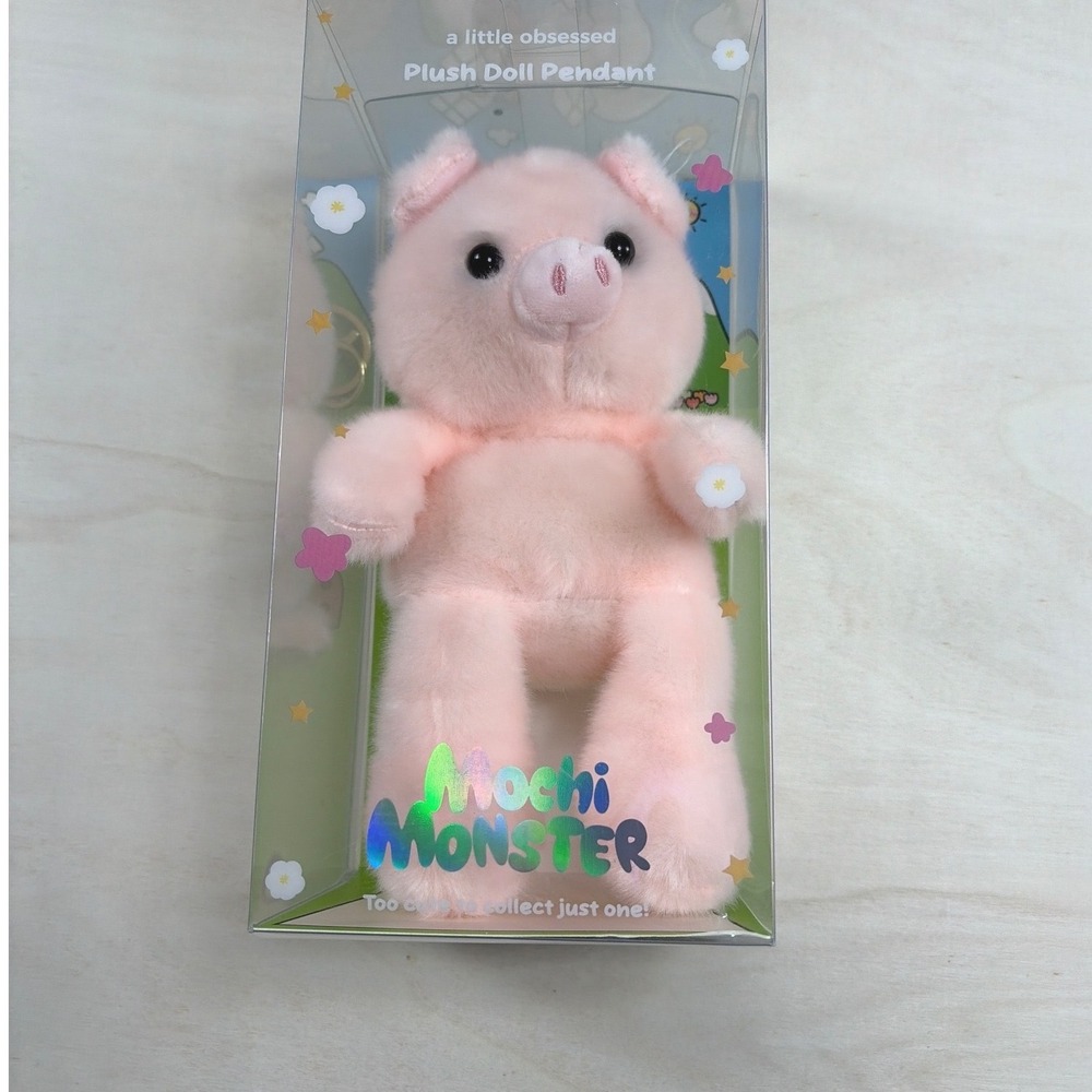 A Little Obsessed Mochi Monster‎ Plush Doll Pendant Pink Pig Keychain Charm New